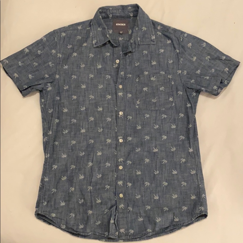 Chambray Bonobos Short Sleeve Button Down - M slim